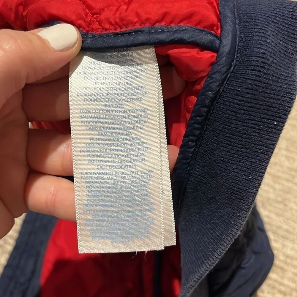 Ralph Lauren 18 Months Toddler Quilted Puffer Vest Navy Blue Red Pony Pockets